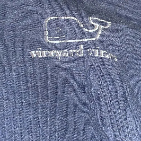 Vineyard Vines 1/4 Snap Button Pullover Mens Size M Blue Spell Out Double Sided - Picture 3 of 4